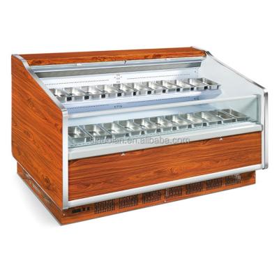 China Meat Display Island Deep Freezer In Supermarket Meat Display Cases Fridge Deli Service Over Counter for sale
