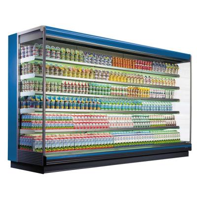 China Commercial Display Milk Fridge Multideck Open Chiller Remote Chiller Fruit Display Upright Refrigerated Drink Showcase for sale