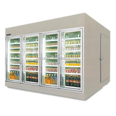China 4 Glass Door Commercial Remote Walk In Cooler Refrigeration Unit Walk In Display Fridge/Coolers/Freezers/Refrigerators/Chiller for sale