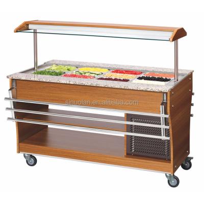 China Marble Island Chiller Salad Bar Table Refrigerated Counter top Display For Buffet for sale
