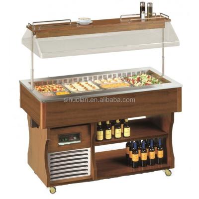 China NEW Design Salad Counter Buffet Wooden Salad Bar Refrigerator For Sale for sale