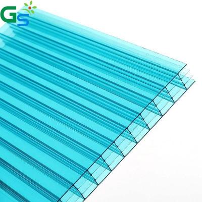 China Outdoor Garden Greenhouse Clear Blue Colored Roofing Multiwall Polycarbonate Hollow Sheet for sale