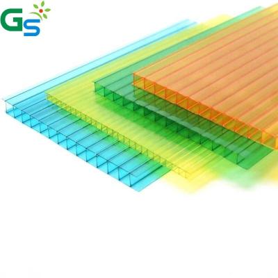 China 10Mm 6Mm 8Mm Green Bronze Colored Plastic Panel Twin Wall Polycarbonate Roofing Sheet Pc Hollow Sheet for sale