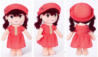 China 25CM Fashion dolls with polka dots dress and hat / rag dolls for girls / kids, red and green dolls for sale