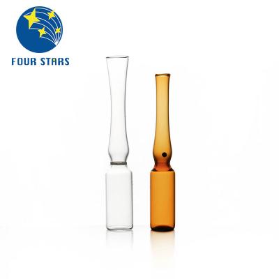China Amber Clear Pharmaceutical Empty Glass Ampoules YBB/ISO 1ml Ampule for sale