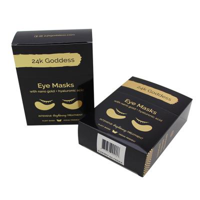 China Eye Mask  Cosmetic Packaging Box Glossy Black Gold Personal Care With Cutom Design for sale
