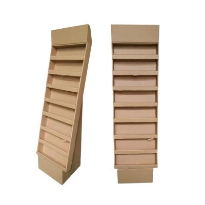 China Brown Cardboard Counter Display Greeting Leaflets Book Retail 8 Tier Display for sale