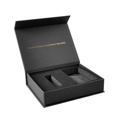 China Inserções magnéticas contínuas varejos feitas sob encomenda da espuma de veludo do preto da caixa de presente à venda