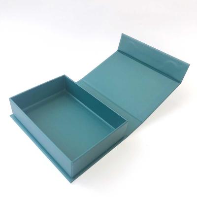 China Rectangle Blue Solid Magnetic Gift Box With Ribbon for sale