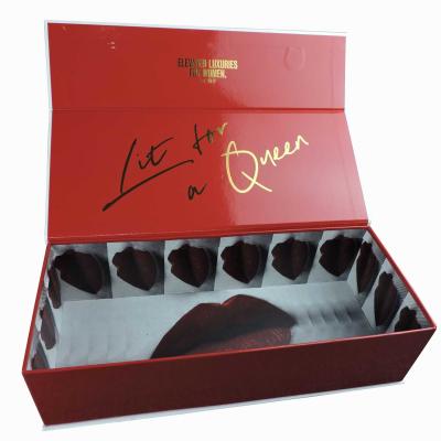 China Luxury Retail Lip Gloss Boxes Red Printed Custom Hole Insert for sale