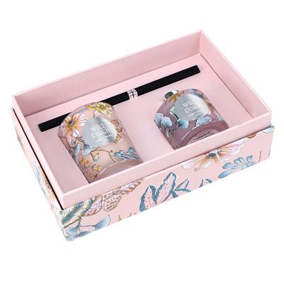 China Printed Pink Luxury Candle Packaging Boxes Recyled Cardboard Tray Insert for sale
