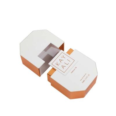 China Superficie de capa ULTRAVIOLETA de encargo de empaquetado de la caja del perfume anaranjado de la moda en venta