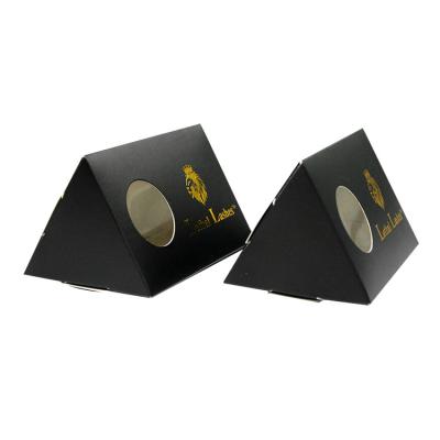 China Litho Printing Black Triangle Packaging Box With Transparent Window for sale
