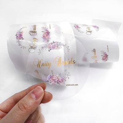 China Transparent Waterproof Round Label Stickers Printing With Silver Golden Foil Text for sale