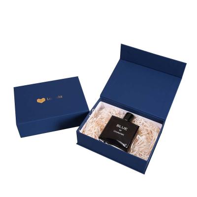 China Navy Blue Custom Luxury Cosmetic Packaging Gift Boxes With Gold Foil for sale
