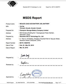 MSDS - Champion Storage Battery Company Limited