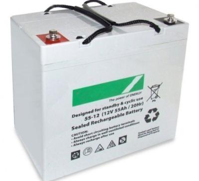 China Black 55ah Deep Cycle Lead Acid Battery 12v Sealed , 16kg Weight for sale