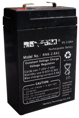 China Emergency Lighting 2.8ah 6V Lead Acid Battery 99.994% Purity Lead for sale