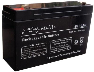 Китай Промышленная 6 батарея вольта 10ах перезаряжаемые, свинцовокислотный аккумулятор продается
