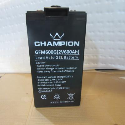 China Black waterproof 2v 600ah Deep Cycle Sealed Lead Acid Battery for sale