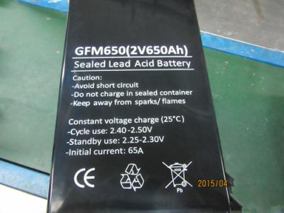 中国 低い自己放電 GFM650 の長い生命 650Ah 2V 鉛酸蓄電池 販売のため