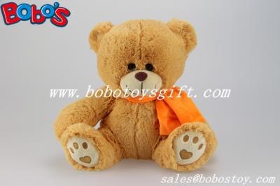 China Custom Plush Teddy Bear With Orange Scarf And Embroidery Paw for sale
