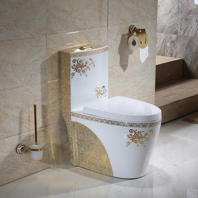 China Modern Golden Classic Shape Single Piece Toilet 3L 6L Dual Flush à venda