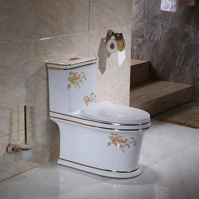 中国 One Piece Flush And Soft Closing Toilet Bathroom Ceramic Golden 販売のため