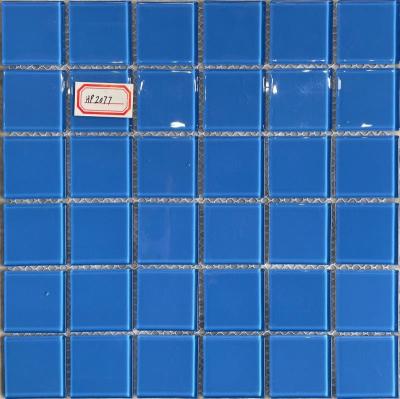 China 48X48MM Swimming Pool Mosaic Tiles Blue Color Glass Mosac Tiles for sale