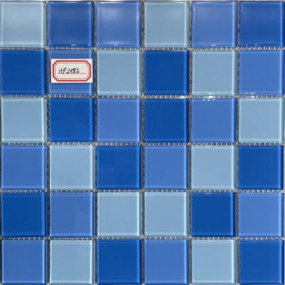 China Waterproof Glass Swimming Pool Mosaic Tiles 303x303mm Mesh Mounted for sale