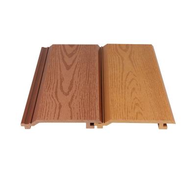 中国 145x20.5mm Wood Plastic Composite Cladding Panel Brown WPC Inside Wall Panel Outdoor Siding Plank 販売のため