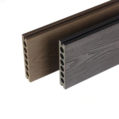 China 3D Outdoor Wood Plastic Composite Flooring WPC Floor Panel 140x25mm Brown Insulation Courtyard Platform à venda
