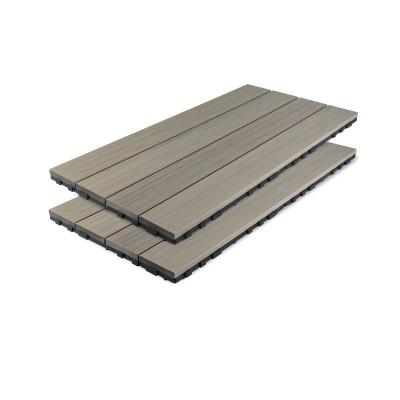 China Garden Grid WPC Decking Boards Self Split 71x11mm Floor Gray WPC Buckle Stitching Floor for sale