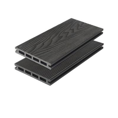 China 3D Deep Embossed WPC Decking Boards 145x22mm Decking Gray Engineering Garden for sale