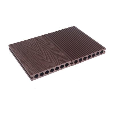 China 145x22mm Wood Plastic Composite Wpc Flooring 3D Deep Embossed Board Outdoor Park Balcony for sale