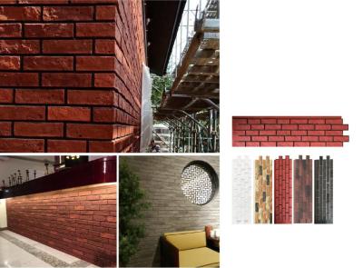 China Red 1160x300x25mm Cultured Stone Brick Antique Tile Decorative PU Stone Indoor And Outdoor for sale