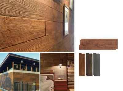 China Form Wood Brown Cultural Stone Brick Polyurethane Decorative Living Room Wall Panel en venta