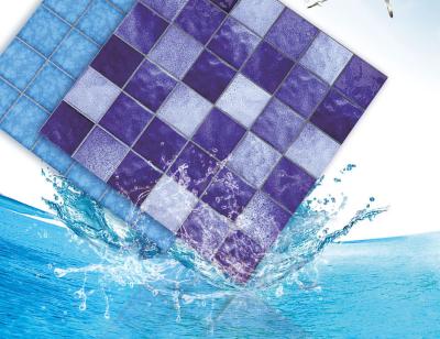 China Backsplash Square Swimming Pool Mosaic Tiles , SGS 6mm Decorative Ceramic Tile Bule for sale