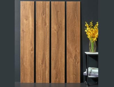 China Grade AAA 0.95cm Wood Porcelain Tiles , SGS Wood Look Flooring Tile Brown Color for sale