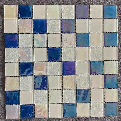 China Lighting Iridescent Decorative Mosaic Tiles Electroplating Colorful Glass 8mm for sale