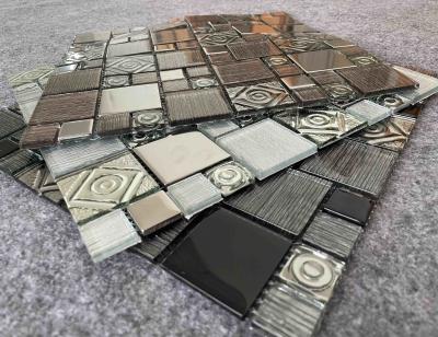 China Polished Foil 30X30cm Decorative Mosaic Tiles Square Metal Mix Clear Crystal 1.36kgs for sale