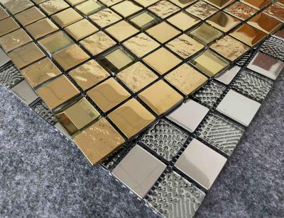 China ISO13006 Mildewproof Decorative Mosaic Tiles Golden Sliver Metal Glazed Wall 6mm for sale