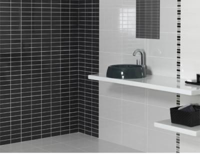 China PRIMERA 10x20cm Ceramic Subway Tiles Kitchen Bathroom White Black Glossy 14kgs/Ctn for sale