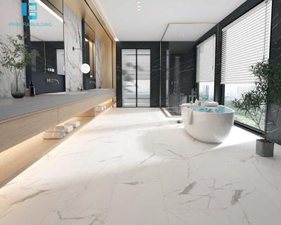 China Click Spc Carrara Marble Vinyl Flooring Antislip Interlocking for sale