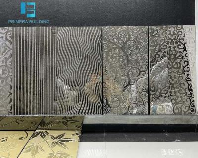 China 300x600mm 3D Ceramic Tile Polished Glazed With Gold Line Wall Decor for sale