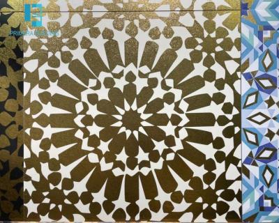 Cina stampa a getto di inchiostro delle piastrelle per pavimento 3D di colore dell'oro del fiore di Sun di 60x60cm in vendita