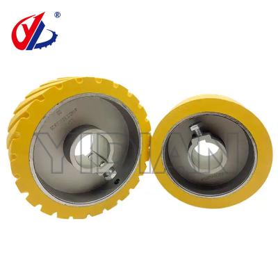 China Yellow Feeding Roller Rubber Wheel With Aluminum Core For Woodworking Double Side Planer Machine for sale