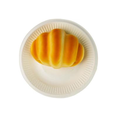 China 8inch Sugarcane Disposable Tray Plates , Compostable Dinner Plates Bagasse Paper for sale