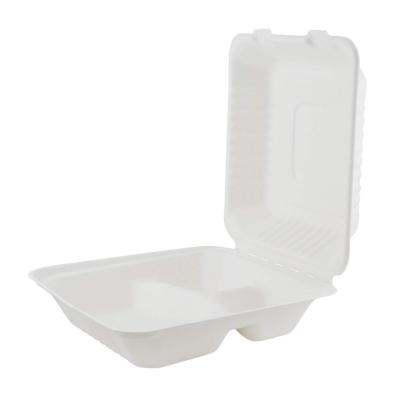 China Eco Friendly Biodegradable Clamshell Boxes , 3 Compartment Disposable Food Containers for sale