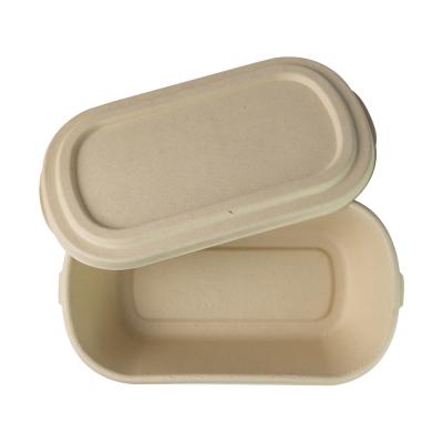 China 800ml Rectangular Disposable Packaging Containers , Bamboo Fibre Paper Pulp Box for sale